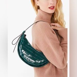 Smile Croc-embossed Leather Small Shoulder Bag